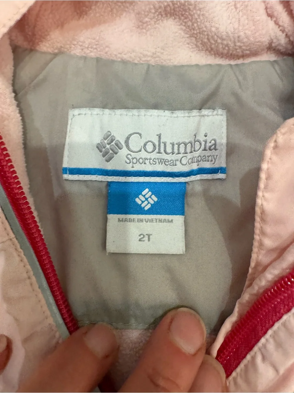Columbia Pink Hooded Kids' Jacket - Two-Tone Light Pink & Deep Pink